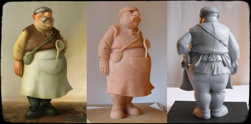 Sculpt &amp; paint by Evgeni Tomov based on a sketch by Sylvain Chomet: early character development
